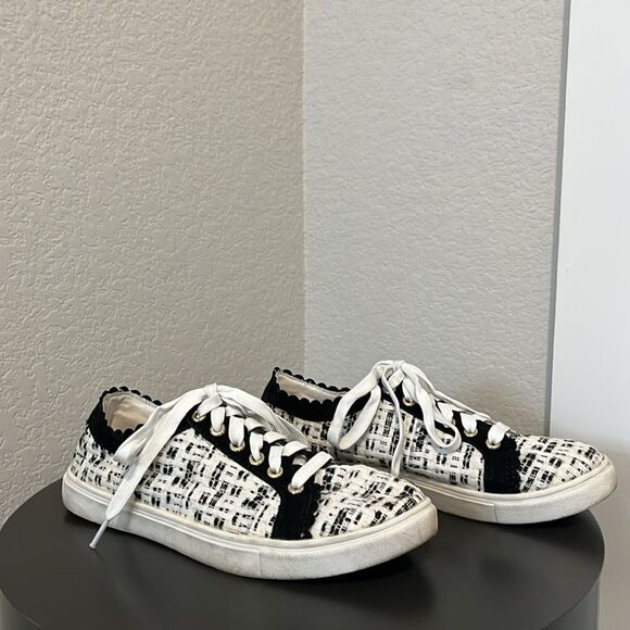 JACK ROGERS Teagan Sneakers Black and White Tweed, Size 8.5 - Picture 3 of 10